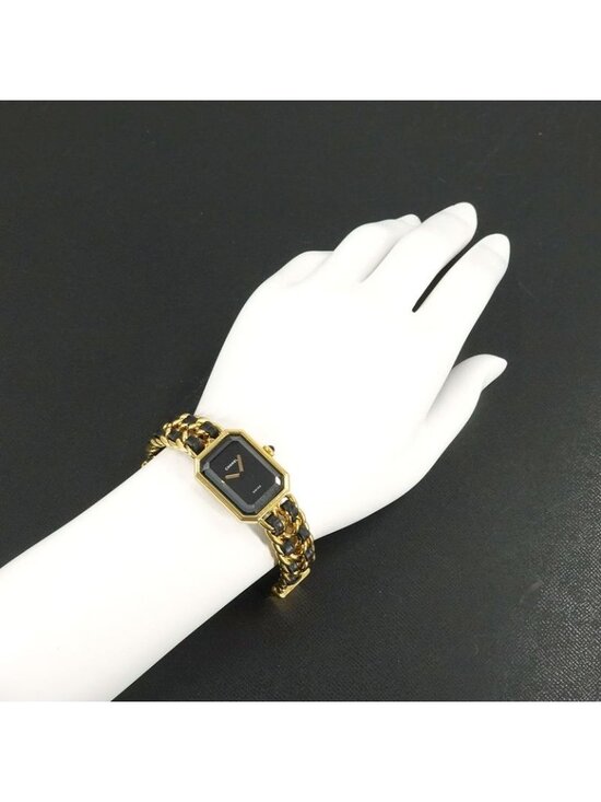 Chanel Premiere S Vintage Watch Black Gold Quartz